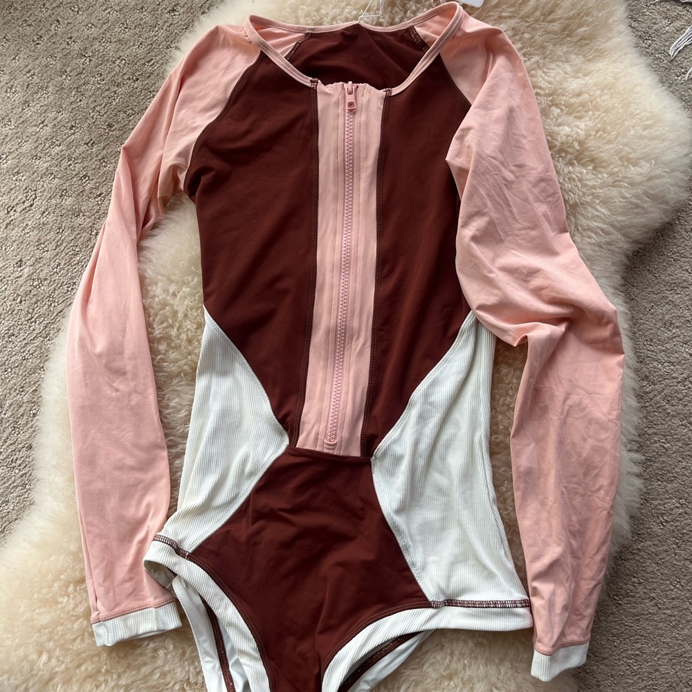 L*Space Mod Front Zip Long Sleeve One-Piece Swimsuit